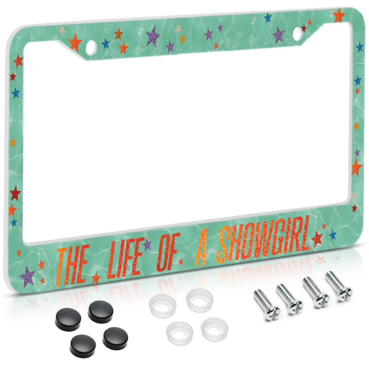License Plate Frame for Car, Showgirl Style Car Plate Frame with Screws for Standard Us Canada License Plate Holder