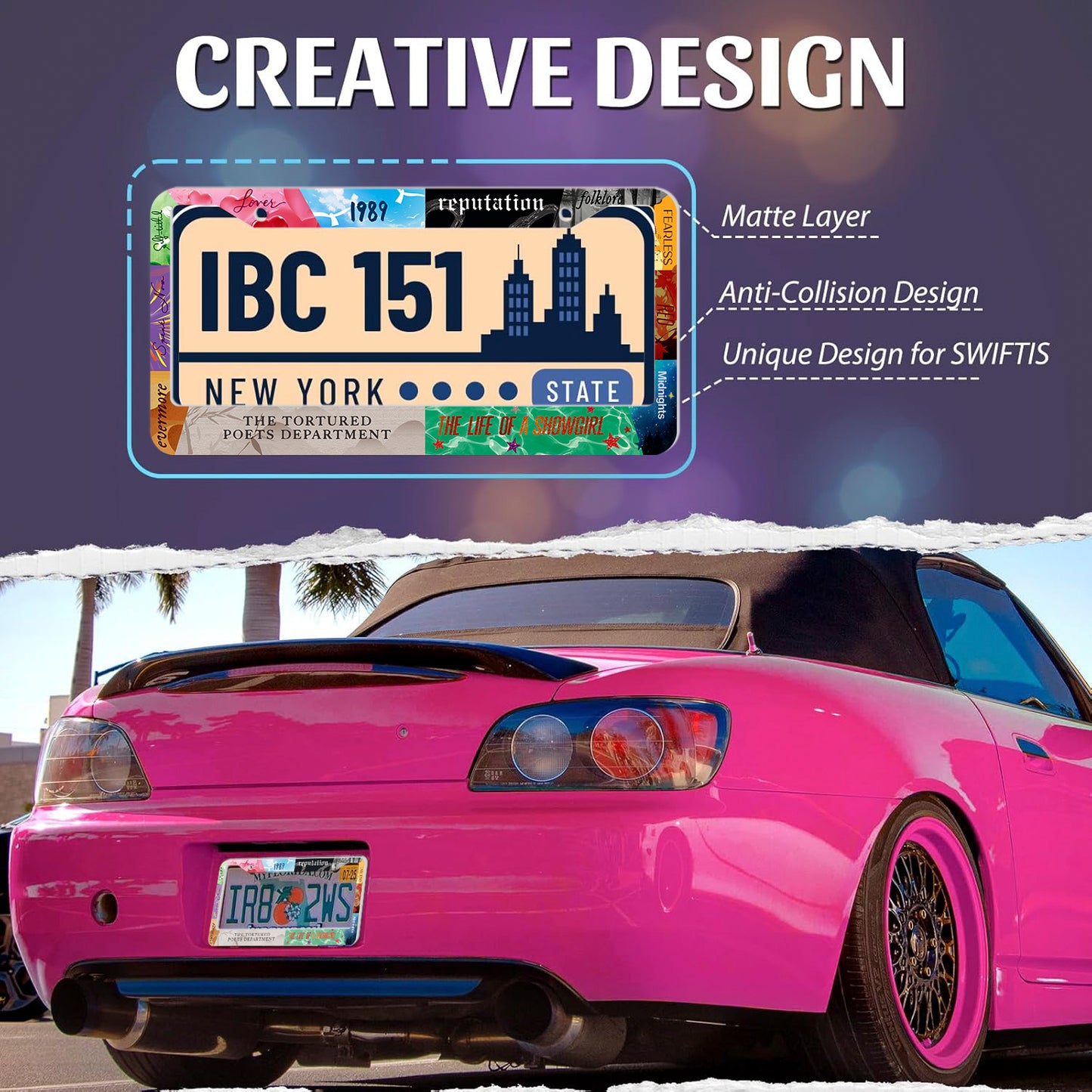 License Plate Frame for Car, All Music Verson Plate Frame with Screws for Standard Us Canada