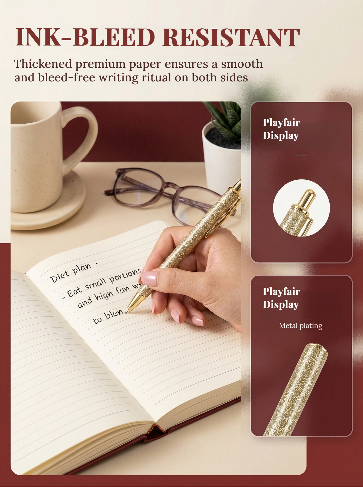 The Piano Inspired Premium Layflat Notebook with Pen, 100 Pages 8.6x6 Inch, Waterproof Music Journal for Piano Composition Notebook Cover, Office Decor