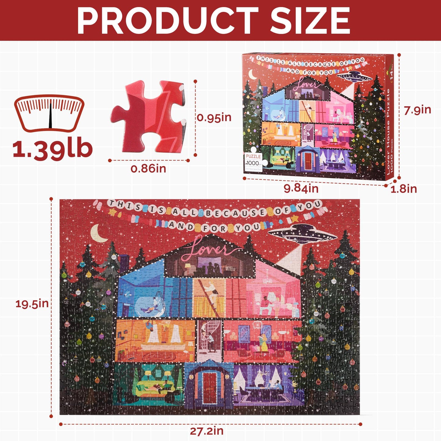Lover House Puzzles for Adults 1000 Pieces, Romantic LoverHouse Puzzles with Paper Art