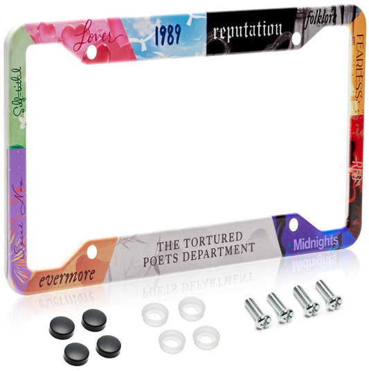 License Plate Frame for Car, Car Plate Frame with Screws for Standard Us Canada License Plate Holder, Stainless Steel Car Accessories 12x6 Inch