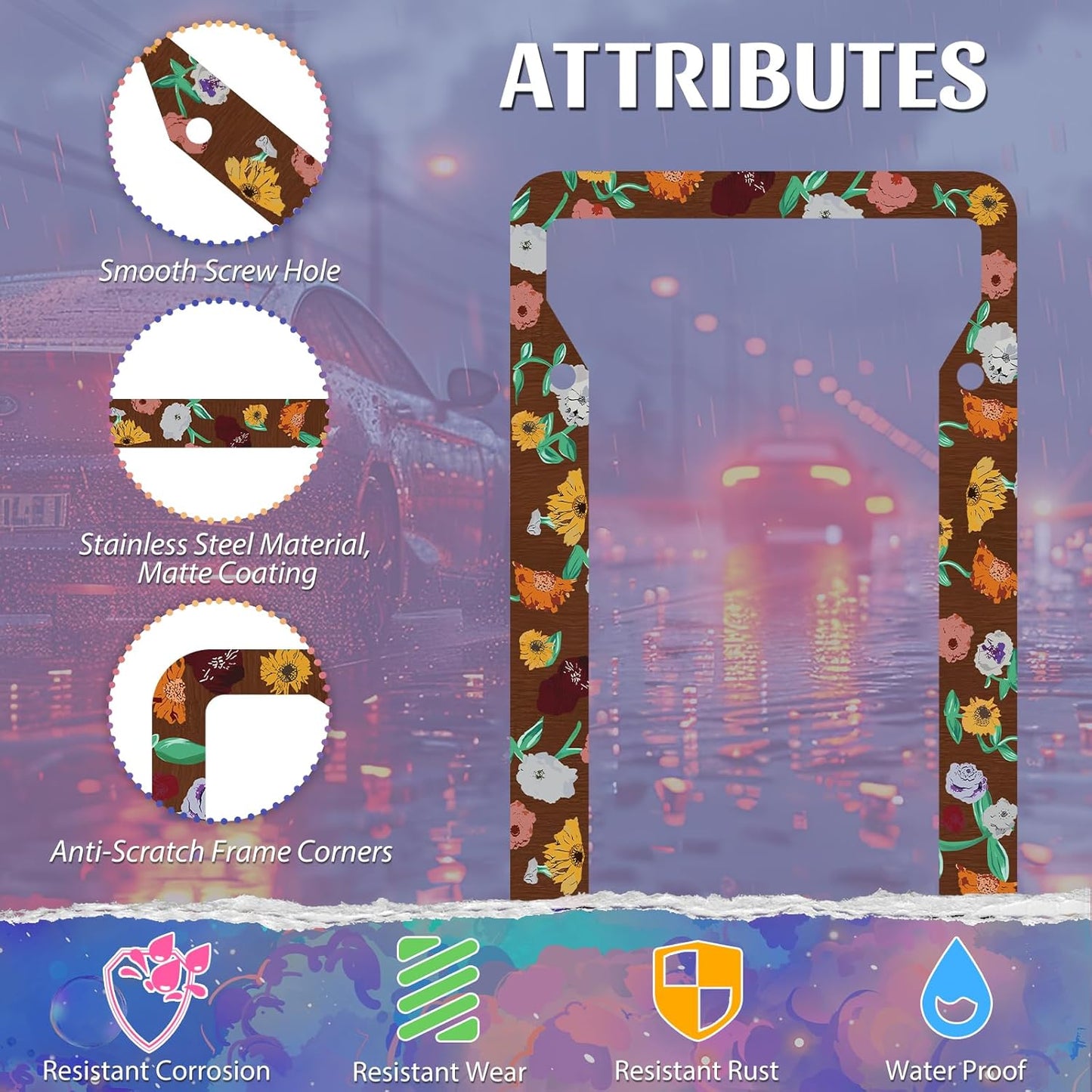 License Plate Frame for Car,Flower Piano Surprise Song Plate Frame with Screws for Standard Us Canada